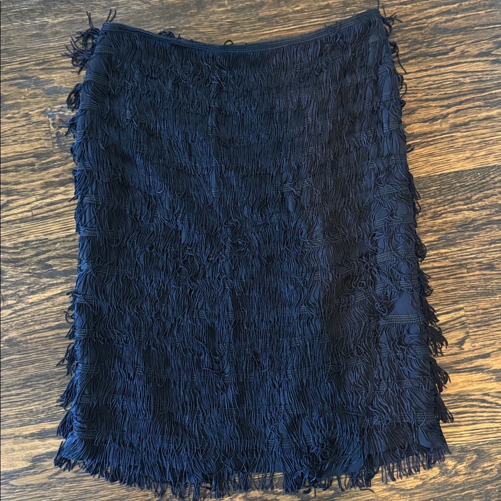Trina Turk Elegant Black Fringe Skirt